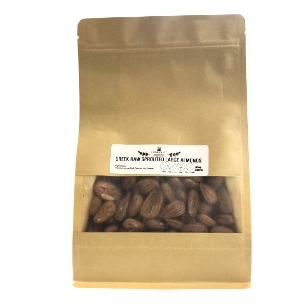 Greek Raw Large Sprouted Almonds (approx. 3cm) - 454g - FoodCraft Online Store 