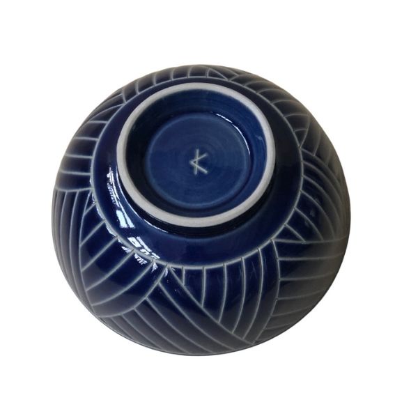 Ikutouen Handmade Blue Basanai Donburi Bowl - 15.5 x 7 cm