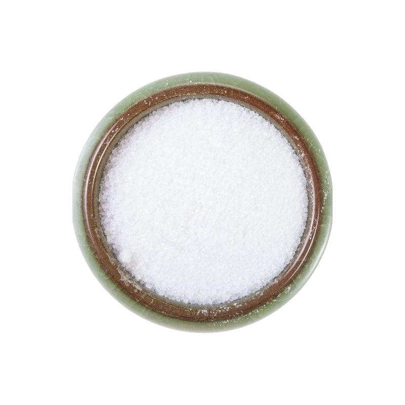 Small ceramic bowl filled with Atlantic Fine Sea Salt - 1kg on a white background