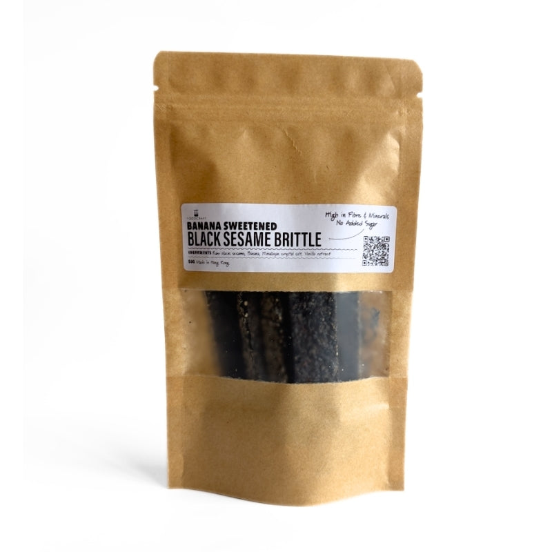 Kraft paper packaging of Banana-Sweetened Black Sesame Brittle - 50g on a white background 
Foodcraft Online Store