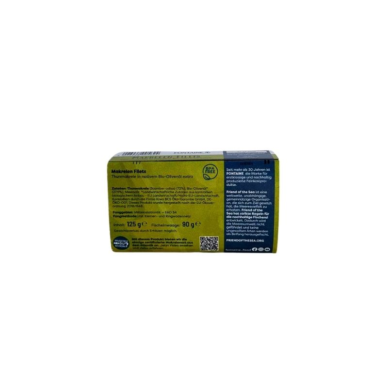 Fontaine Chub Mackerel Fillets in Organic Olive Oil - 90g