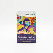 Fontaine Squid Pieces in Organic Olive Oil - 120g., shown in its colorful packaging box against a plain white background.