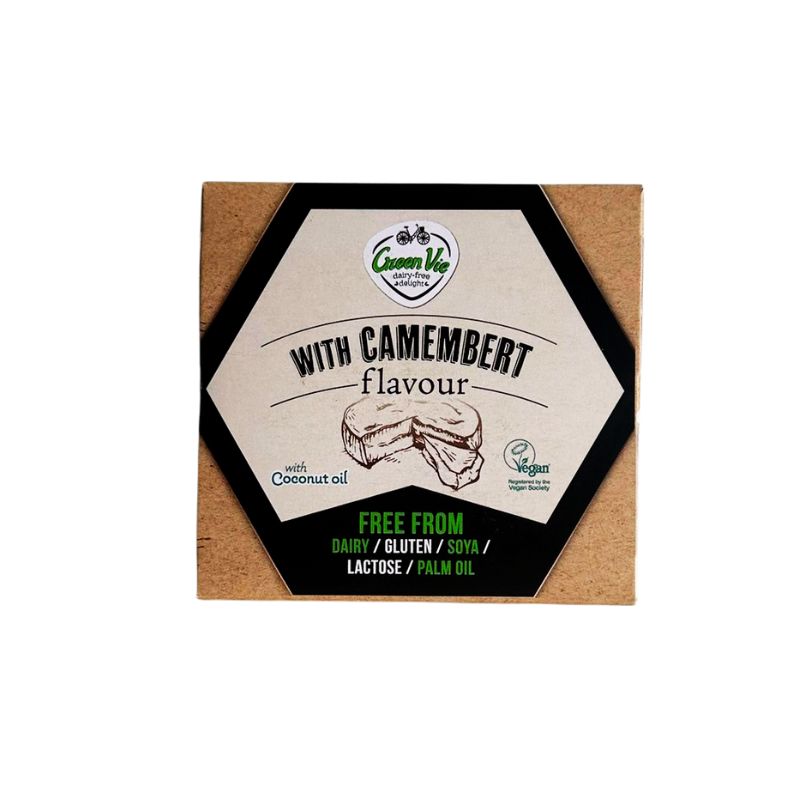 GREEN VIE Block with Camembert flavour (Plant Based) - 200g on a white background