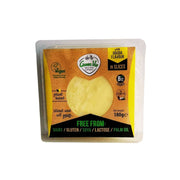 GREEN VIE Vegan Gouda Flavour Slices with Gouda flavor on a white background
