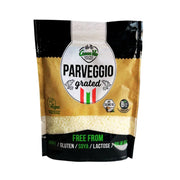 Bag of GREEN VIE Vegan Parveggio Grated with branding and nutritional information on a white background