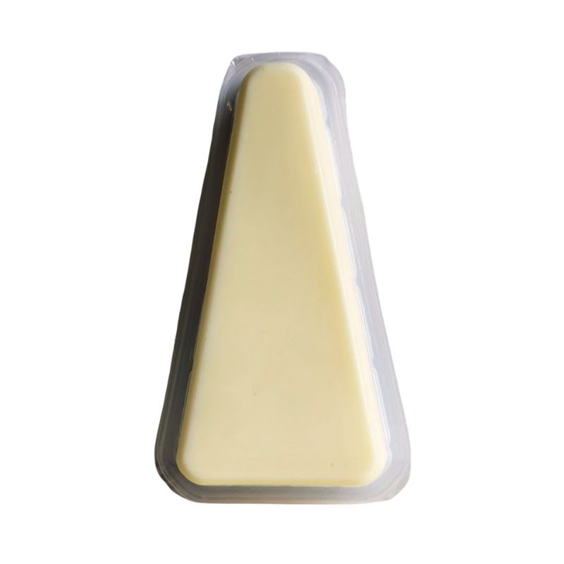 Block of GREEN VIE Vegan Parveggio Wedge in a clear plastic wrap on a white background