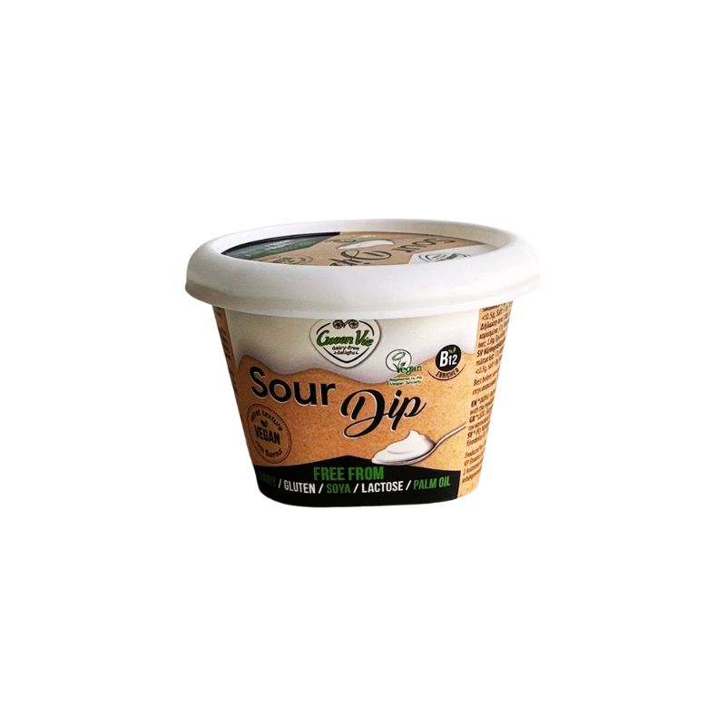Container of GREEN VIE Vegan Sour Cream on a white background