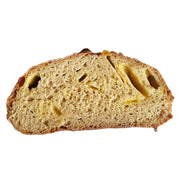 Slice of Gluten Free Soft Sourdough Bread with Vegan Cheese on a white background