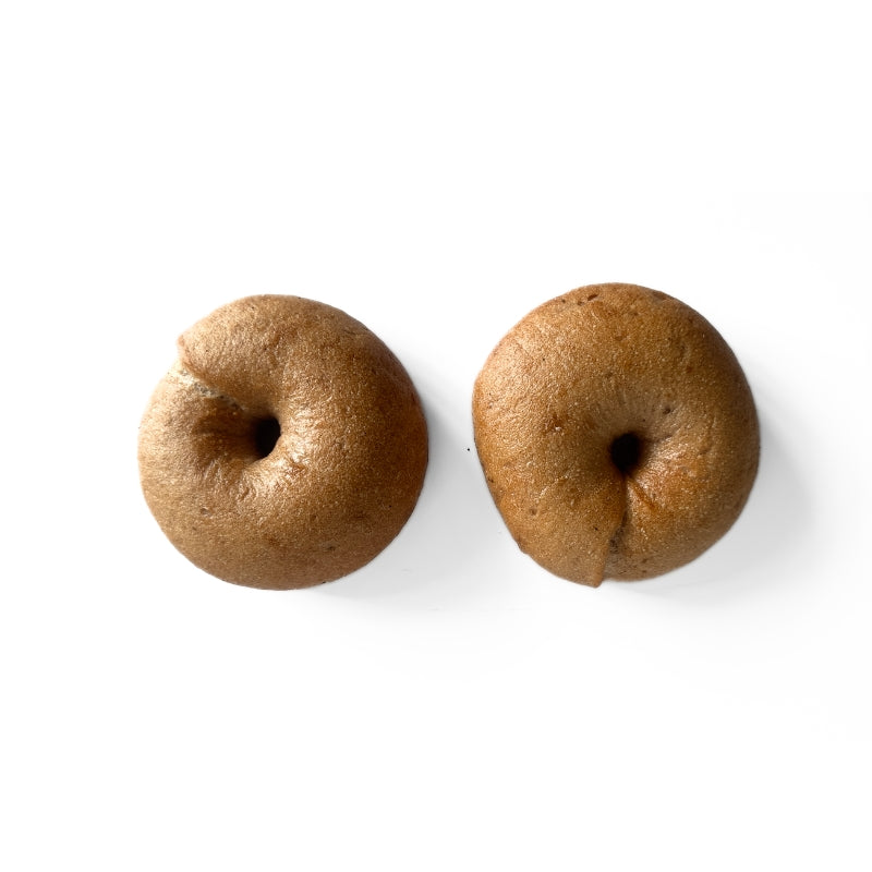 Two Gluten-Free Soft Original Sourdough Bagels (from Foodcraft Online Store) shown from above on a plain white background.