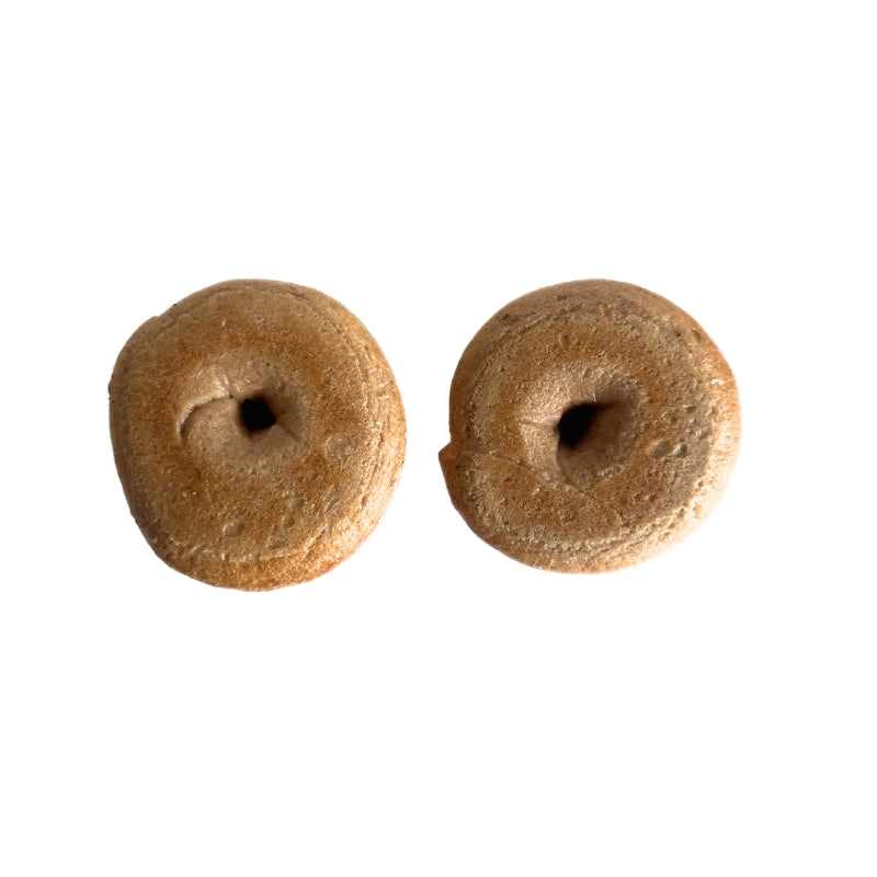 Two Gluten-Free Soft Original Sourdough Bagels (from Foodcraft Online Store)  on a plain white background.