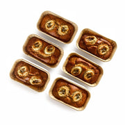 Six small rectangular Gluten Free Vegan Banana Bread with Sprouted Walnuts - 120g (set of 6)  loaves in paper baking pans, arranged on a plain white background.