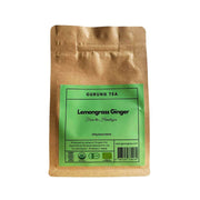 Gurung Organic Lemongrass Ginger Tea (Loose Herbs) Kraft paper tea bag with green label featuring 'Gurung Tea' on a white background