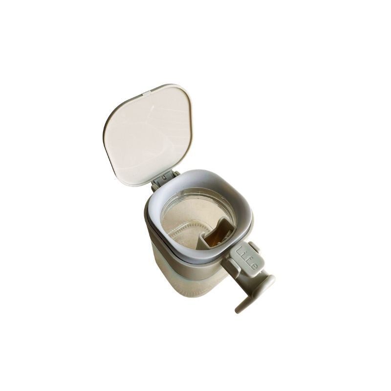 Japanese-Style Airtight Condiment Glass Pot - 300ml with open lid on a white background