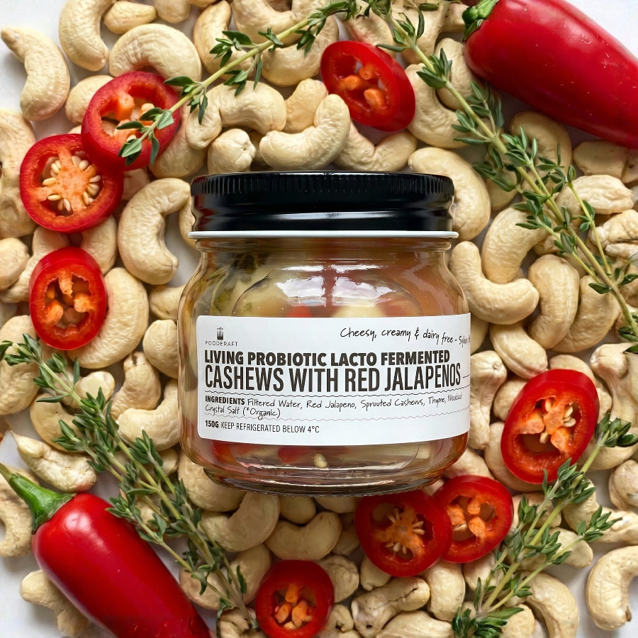Lacto-Fermented Cashews with Red Jalapeno Pickles - 150g
Foodcraft Online Store