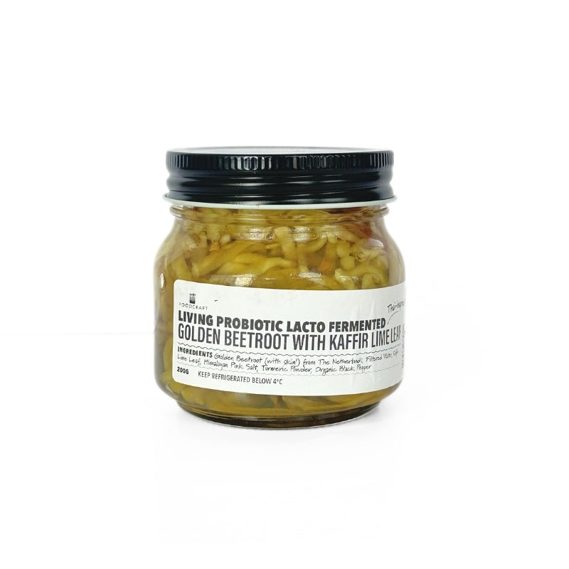 Living Lacto-Fermented Golden Beetroot with Kaffir Lime Leaf- 200g 
Foodcrat Online Store 