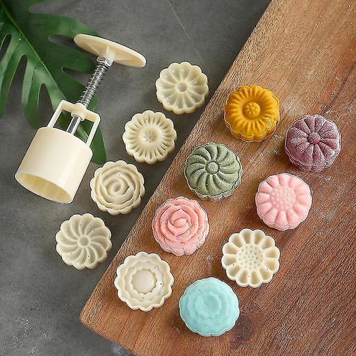 Mooncake Mold Set - 1 Mold Press & 6 Stamps (Daisy Pattern) - Foodcraft online store