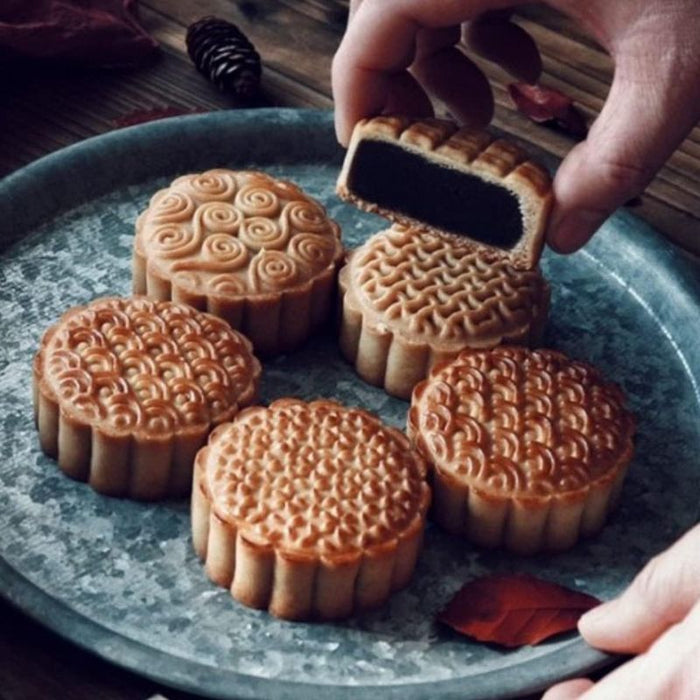 Mooncake Mold Set - 1 Mold Press & 6 Stamps (Geometric Pattern) - Foodcraft Online Store