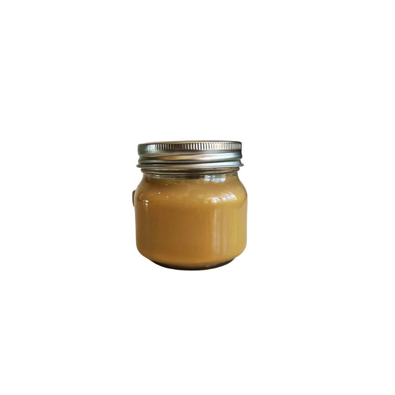 Jar of Organic 7 Days Slow Cooked Beef Bone Broth - 200ml with a metal lid on a white background