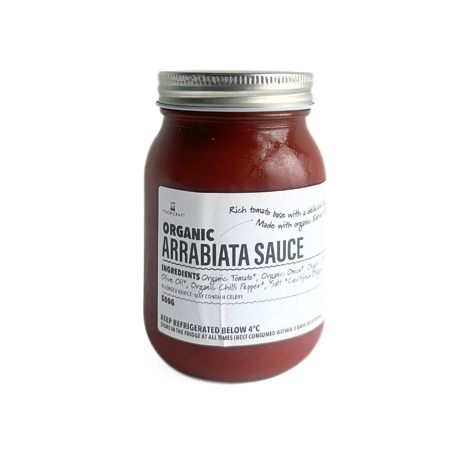 Organic Arrabbiata Sauce 500g | Premium Italian Spicy Tomato Pasta Sauce with Organic Tomatoes, Fresh Basil & Chili Peppers