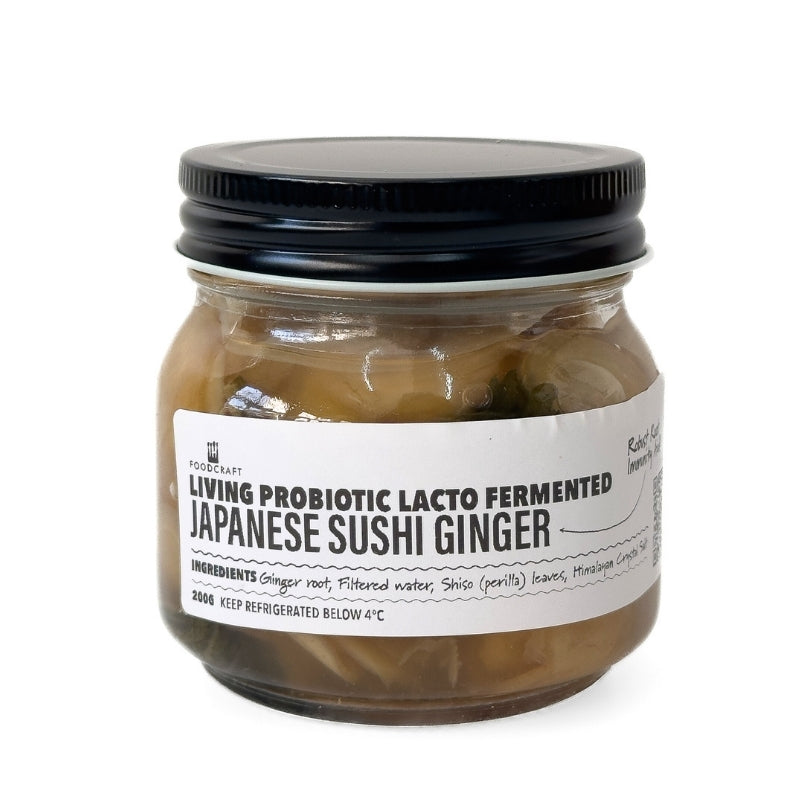 Jar of Living Lacto-Fermented Japanese Sushi Ginger - 200g