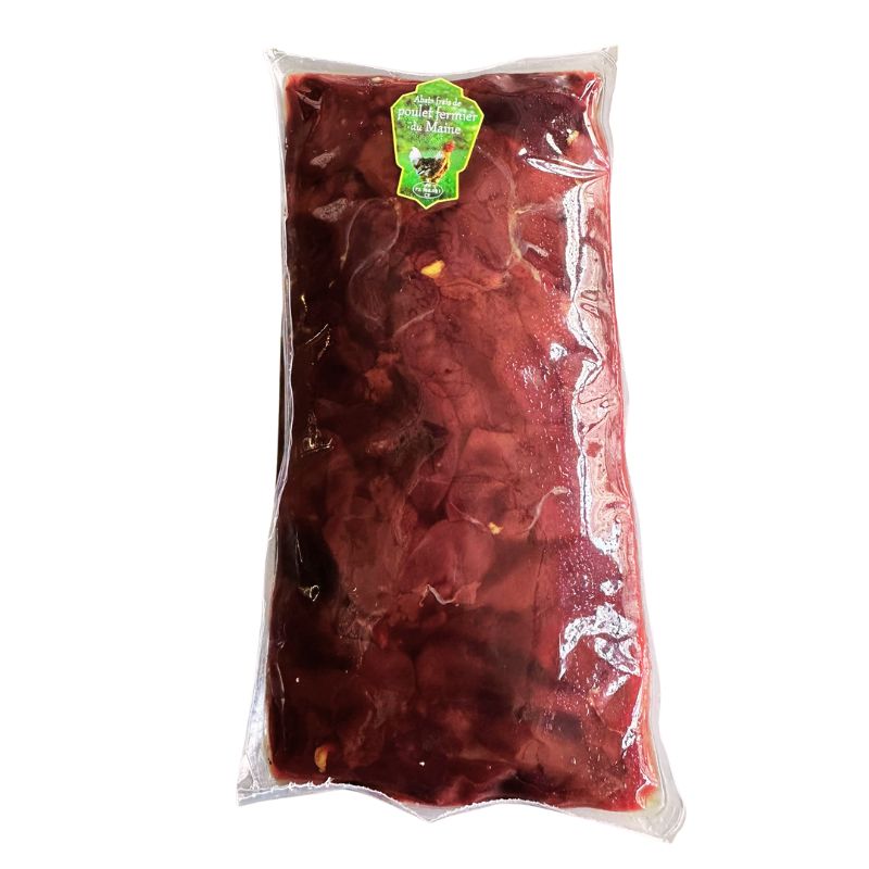 Packaged Pasture Raised French Chicken Liver - 1kg with a visible brand logo on a white background