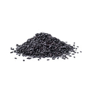 Pile of Raw Black Sesame Seeds  on a white background