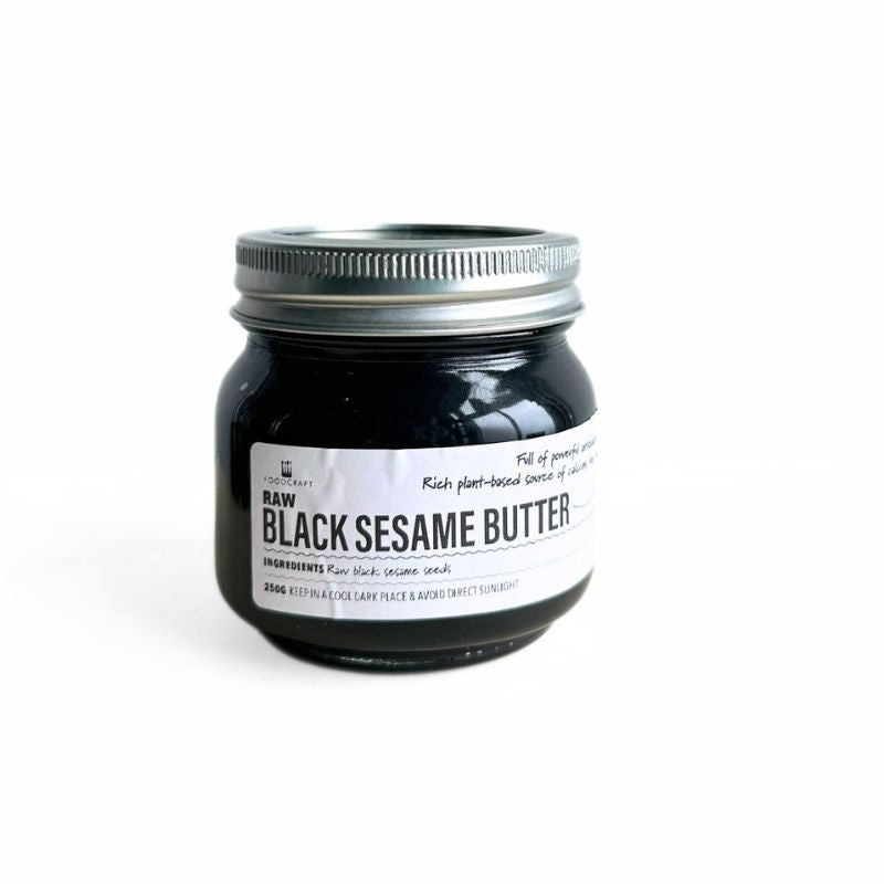 Raw Black Sesame Butter - 250g jar with a silver lid on a white background
Foodcraft Online Store