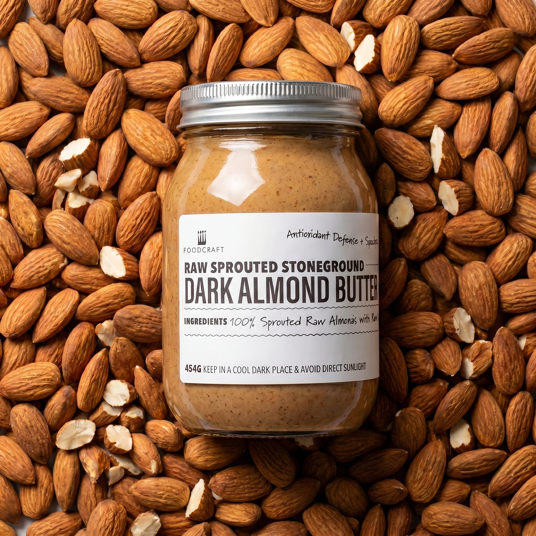 Raw Sprouted Dark Almond Butter - Foodcraft Online Store