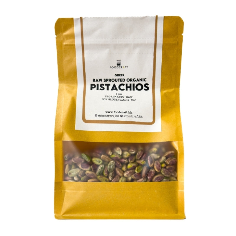 Raw Sprouted Organic Pistachios from Greece - 400g Packaging