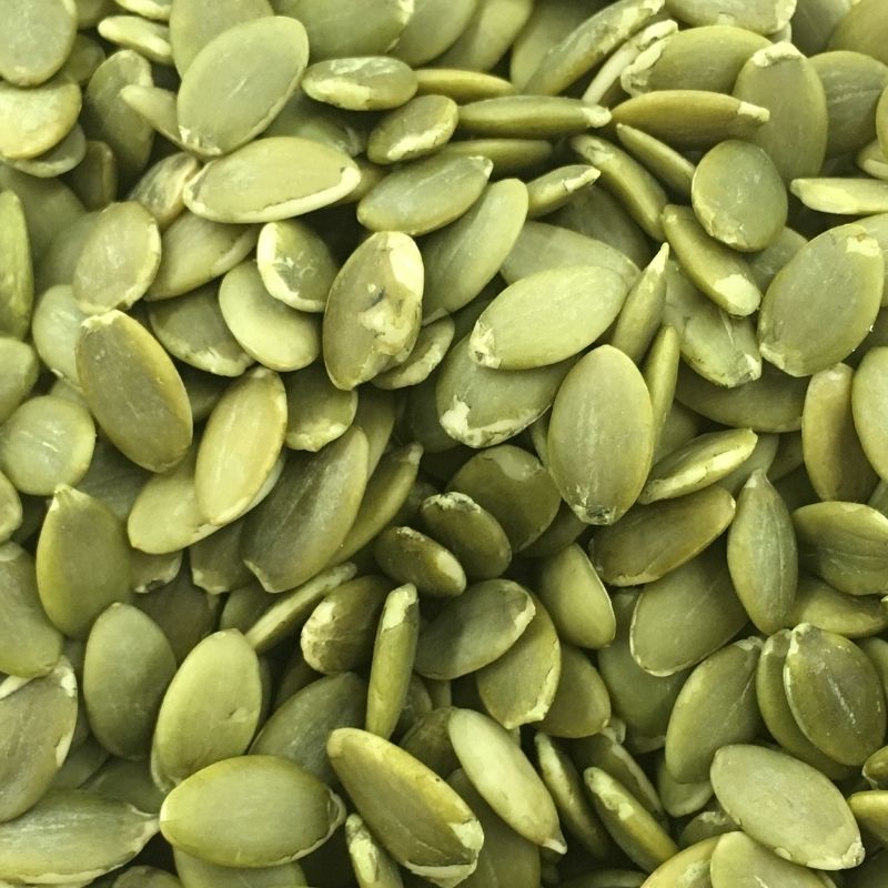 Close-up of sprouted green pumpkin seeds