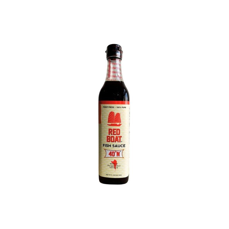 Bottle of Red Boat Fish Sauce 40N - 500ml on a white background