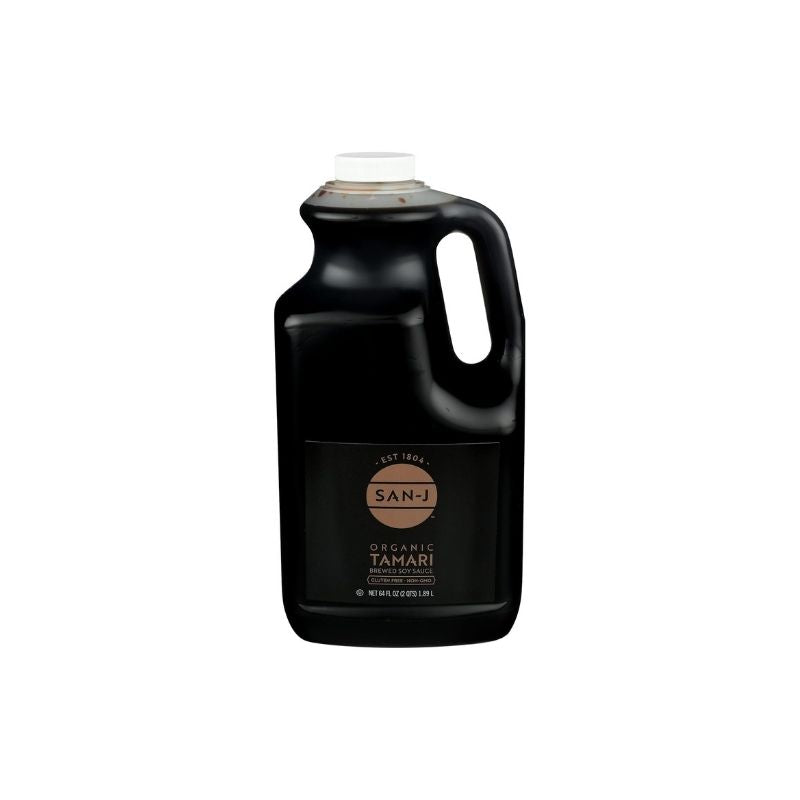 San-J Organic Gluten-Free Tamari Soy Sauce - 1.86L on a white background