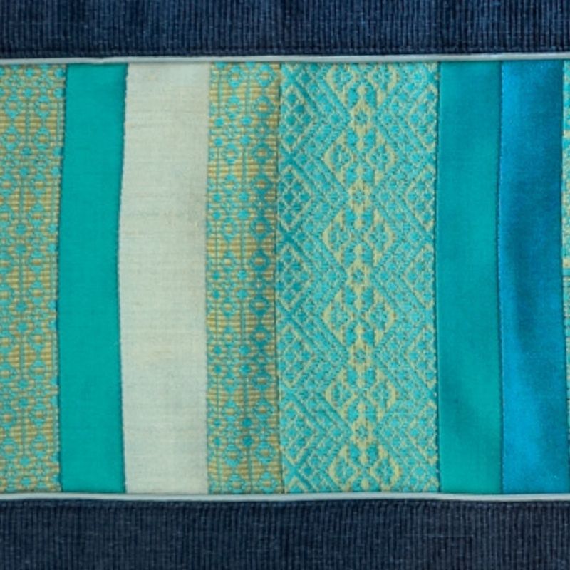 Sop Moet Arts Handmade Silk Table Runners - 52cm x 21.5cm Blue Green - 
Close up 
Foodcraft Online Store 