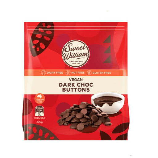 Sweet William Vegan Dairy-Free Dark Chocolate Baking Buttons - Foodcraft Online Store