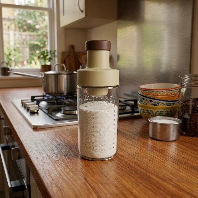 Tom Control Condiment Bottle - 260ml on a kitchen counter