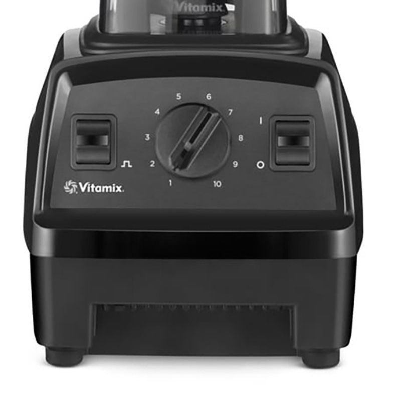 Black Vitamix Explorian E310 Classic Blender base with a central speed dial and two switch slots, shown against a plain white background.