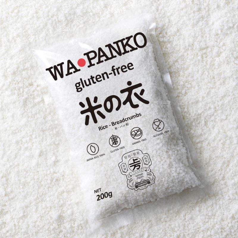 Wa-Panko gluten-free rice breadcrumbs packaging on a white background