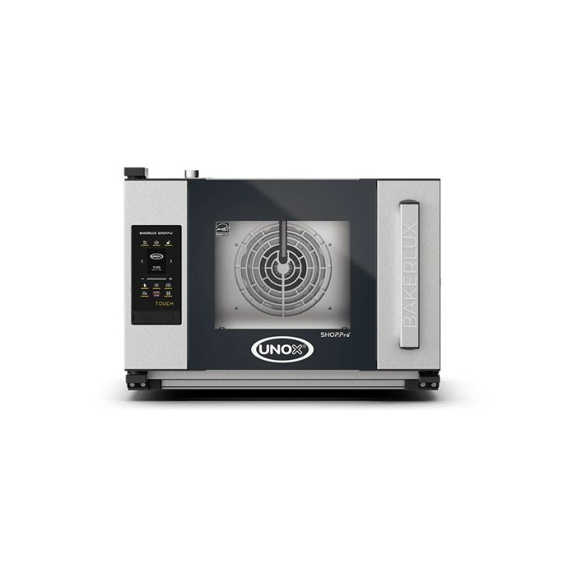 Stainless steel commercial oven XEFT-03HS-ETRV UNOX on a white background