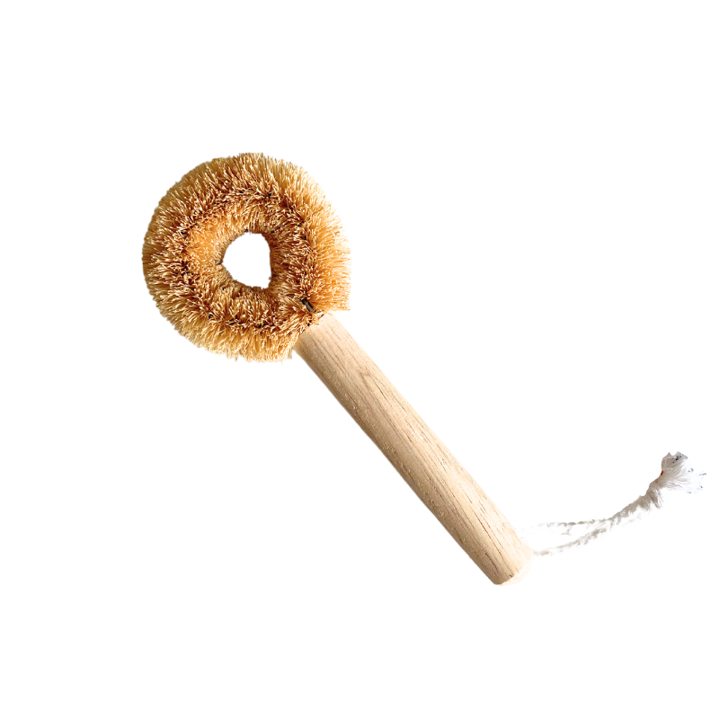 Natural Wooden Dish Scrubber with Soft Bristle Ring - Foodcraft Online Store