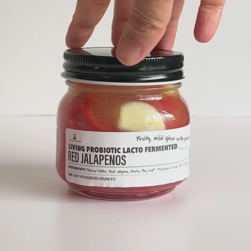 Load video: Lacto-Fermented Red Jalapeno Pickles - 80g 
Foodcraft Online Store
