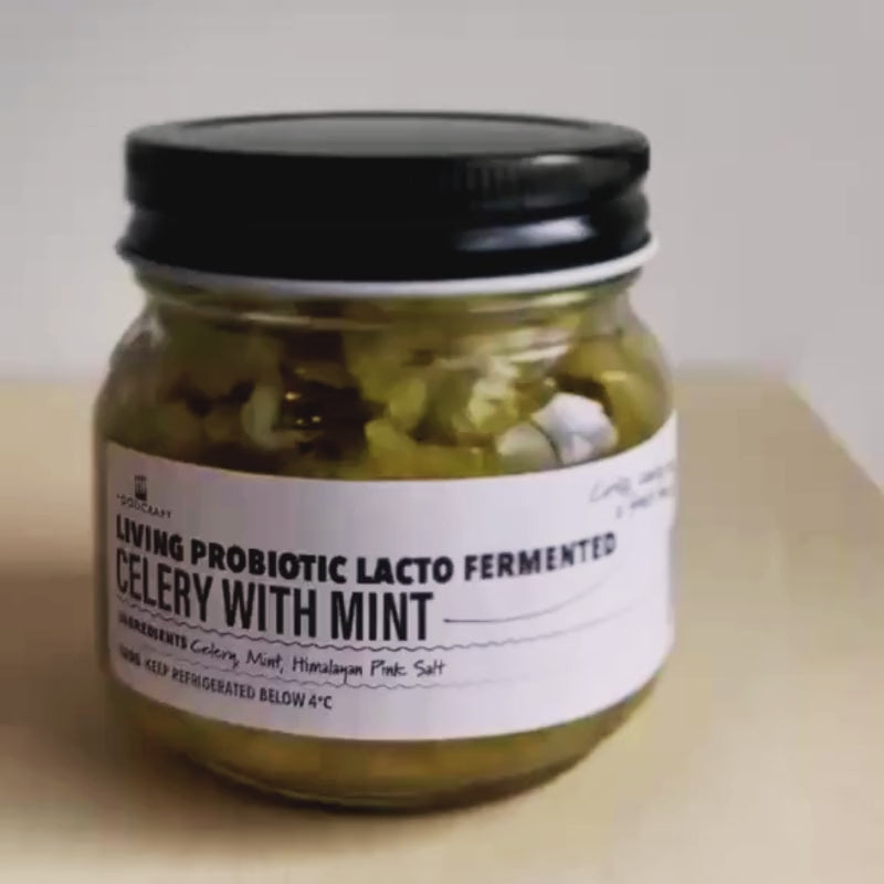 Load video: Living Lacto-Fermented Celery with Mint  - 200g