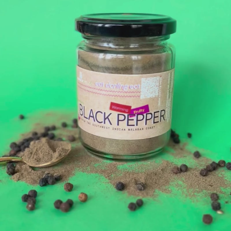 Load video: Organic Black Pepper Powder - 100g