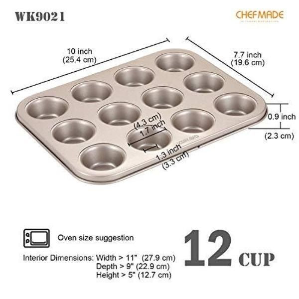 Chef Made 12 Cup Non-Stick Mini Muffin Pan - WK9021 - FoodCraft Online Store 
