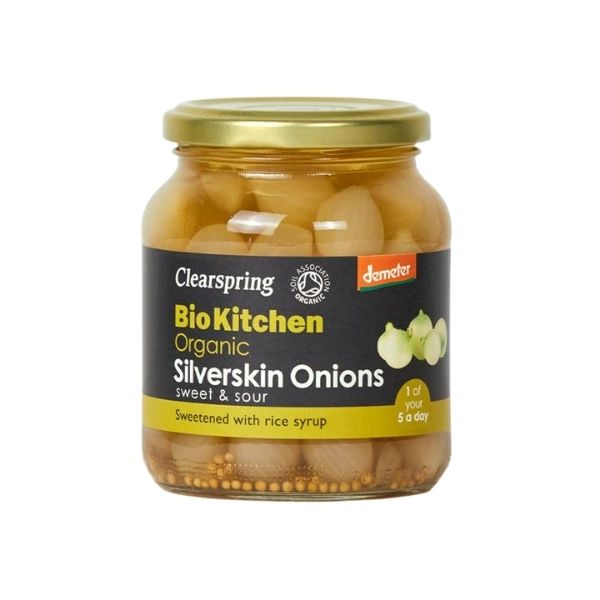 Clearspring Organic Demeter Silverskin Sweet & Sour Pickled Onions - 340g - FoodCraft Online Store 