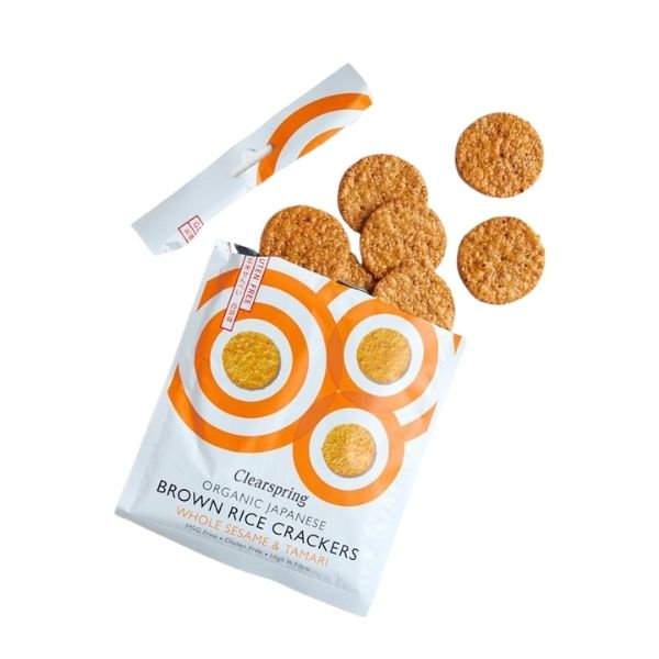 Clearspring Organic Japanese Brown Rice Crackers, Whole Sesame & Tamari - 40g - FoodCraft Online Store 