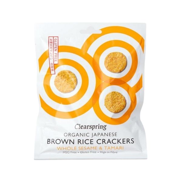 Clearspring Organic Japanese Brown Rice Crackers, Whole Sesame & Tamari - 40g - FoodCraft Online Store 