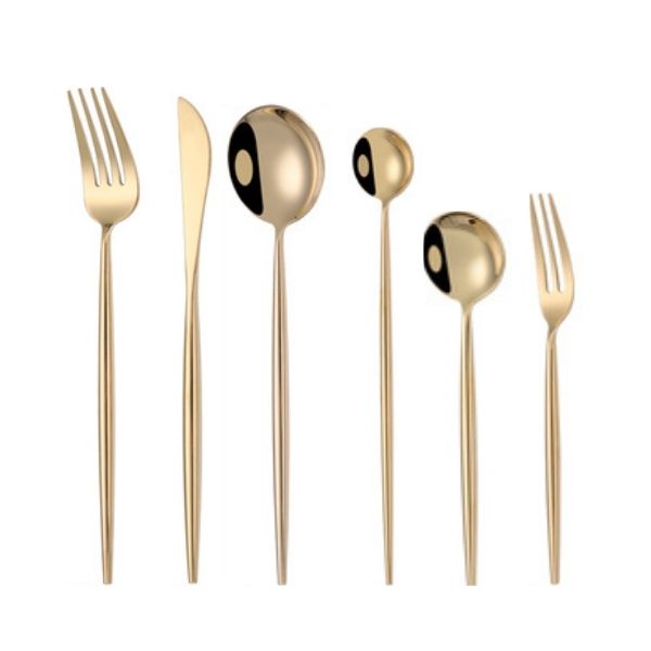 Heavyweight Gold Plated Stainless Steel Cutlery Set - 6 Pieces - FoodCraft Online Store 