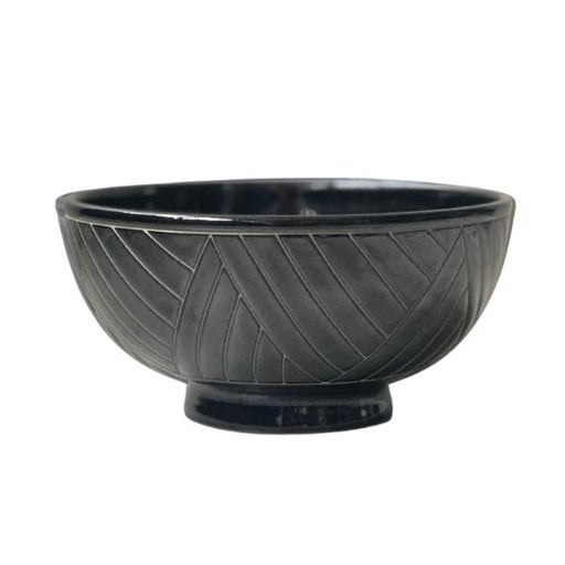 Ikutouen Handmade Black Basanai Donburi Bowl 15.5 x 7 cm