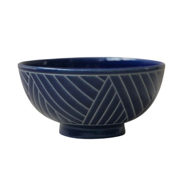 	 Ikutouen Handmade Blue Basanai Donburi Bowl 15.5 x 7 cm