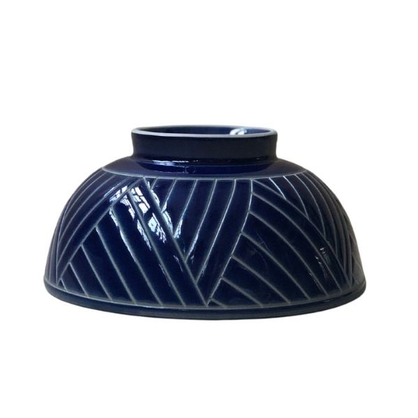 Ikutouen Handmade Blue Basanai Donburi Bowl - 15.5 x 7 cm